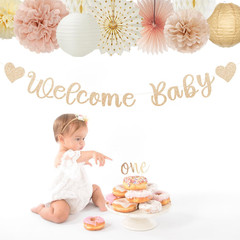 Champagne-Gold Fall Boho Baby Shower Party-Decorations – 21Pcs Girls Welcome Bab
