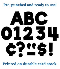 219-Piece Black Cutout Letters Set – 4″ Upper Lowercase Alphabet & Numbers
