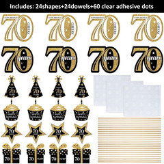 70th Birthday Centerpiece Sticks Gold Glitter Table Toppers Party Decor 24 Packs