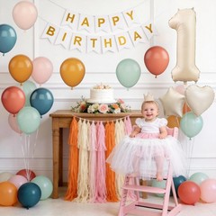 Boho 1st Birthday Decorations for Girls, 40 Inch Beige Number 1 Heart Star Fo…