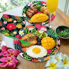96 Pcs Hawaiian Party Dinnerware: Disposable Plates, Napkins & Forks for 24 G…