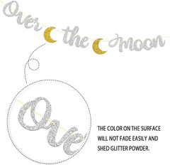 over the Moon Banner, Oh Baby Shower Party Bunting Decor, Love You to the Moon a
