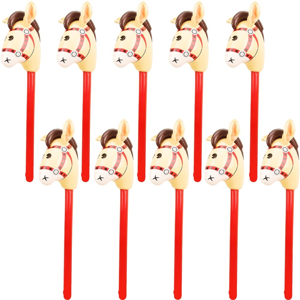 12 Pieces 40 Inch Inflatable Stick Horse Inflatable Cowboy Cowgirl Horse Head…