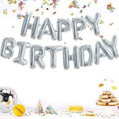 Eco-Friendly 16 Inch Silver Birthday Balloon Banner – Self-Sealing Foil Letters