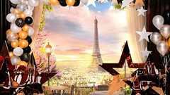 7×5 ft Eiffel Tower Photo Backdrop – Parisian Wall Tapestry for Birthday Party D