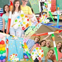 6 Pcs Inflatable Large Paint Brush Balloons Set with Color Palette Balloon 41…