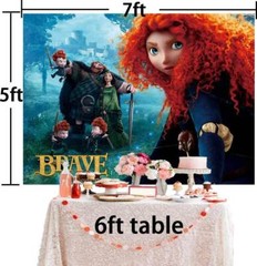 Merida Princess Birthday Party Decoration Backdrop Banner Background Vinyl 7x5ft