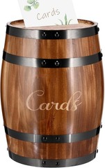Wedding Oak Whiskey Barrel Card Box with Slot Gift Light Brown