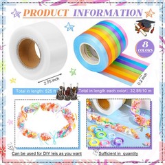 9 PCS Grad Candy Lei Making Kit 524 ft Plastic Tubing Clear Bag 8 Roll Ribbon