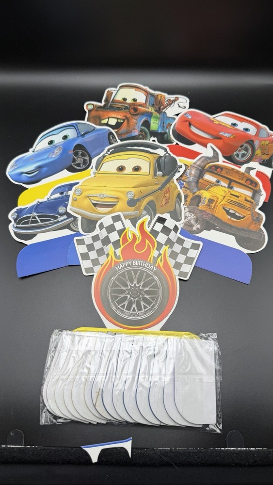 7Pcs Colorful Birthday Themed Honeycomb Centerpieces Happy Table Decor Cars NEW
