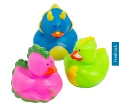 Dozen 12 Dinosaur Rubber Ducks! Party Ducks 2×2″ New In Packaging!