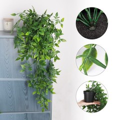 Whonline Fake Hanging Plants, Artificial Small 3.5″ x 3.2″ x 21.65″, Green