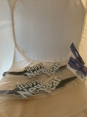 12 Pair Black and Silver Card Stock Paper Happy New Year Eyeglasses (NEW)
