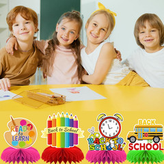 Back to School Table Decorations 9 PCS, Back to School Honeycomb Centerpiece Tab