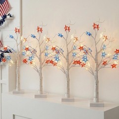 Battery Operated Patriotic Tabletop Tree with LED Lights