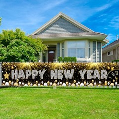 Happy New Year Banner Yard Sign Backdrop for Home New Years Eve Party Decoration