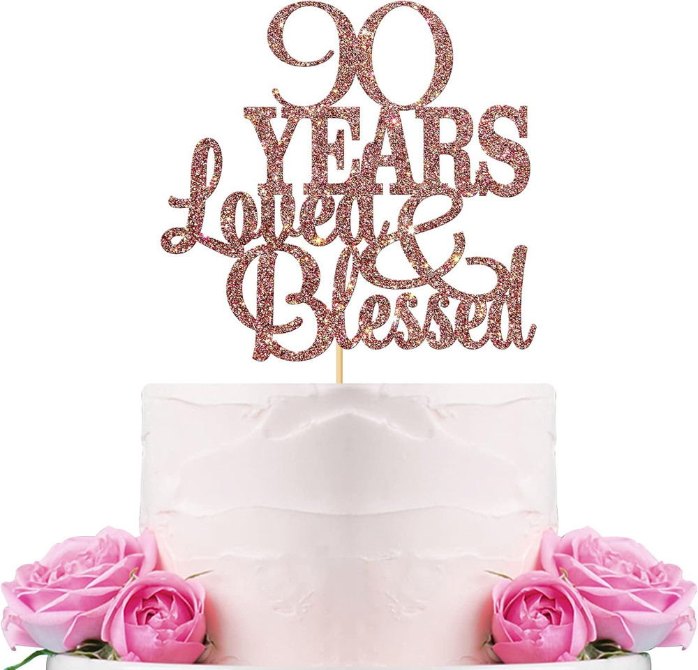 90 Years Blessed & Loved Cake Topper 90Th Birthday Cake Topper Marriage Annivers