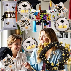 Congrats Grad Decorations, 9 PCS Graduation Balloons Picture Frame Certificat…