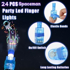CHSLtmxq 24PCS Space Finger Lights Party Favors, 8 Designs Light Up 24pcs
