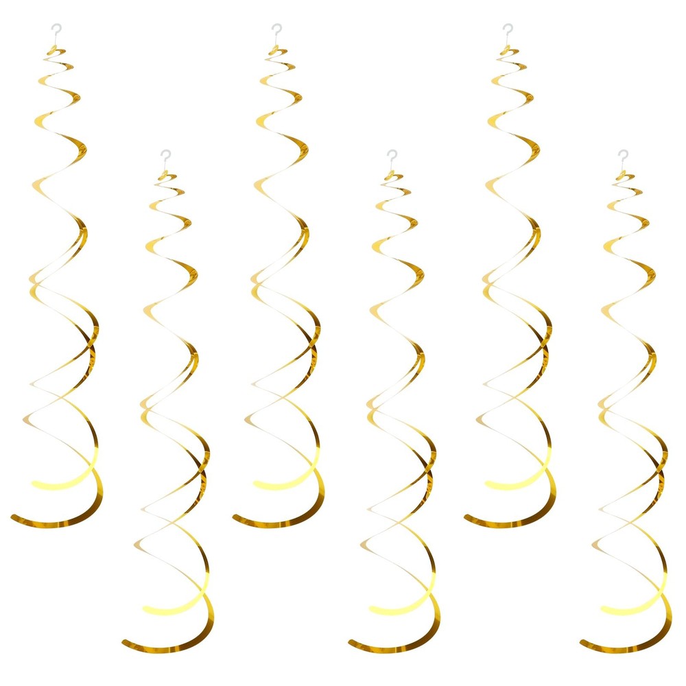 42 PCS Gold Hanging Swirl Party Decorations Foil Streamer Ceiling Decor