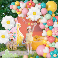 161Pc Daisy Balloon Garland Arch Kit, Pastel Groovy Flower Party Decorations wit