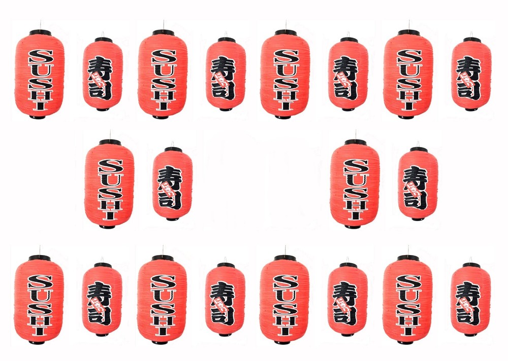 10 Pack Red Plastic Sushi Lanterns Waterproof Indoor Outdoor 20.5-inch 1785×10