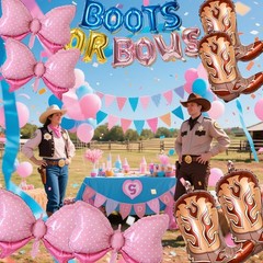 Boots or Bows Gender Reveal Party Decorations Western Themed Party Balloons C…