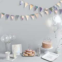 40Ft Iridescent Party Decorations Holographic Hanging Triangle Pennant Banner…