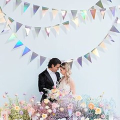40Ft Iridescent Party Decorations Holographic Hanging Triangle Pennant Banner…