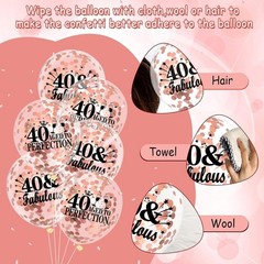 40th Birthday Balloons, Rose Gold & Black 1985 Confetti Latex for Women, 18pcs