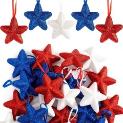 Red White Blue Star Ornaments for Independence Day Home Decoration