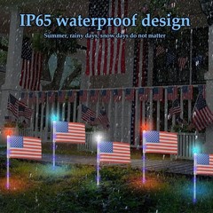 Elegant 4th of July Solar Lights Set: 6 American Flags & Bright LED Garden Decor
