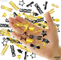 Graduation Decorations 2026 | Black and Gold Grad Confetti 2026 – Pack of 130…