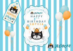 CAT PERSONALIZED KIDS PARTY DECOR BIRTHDAY CUSTOM NAME DECORATION CHILDREN JELLY