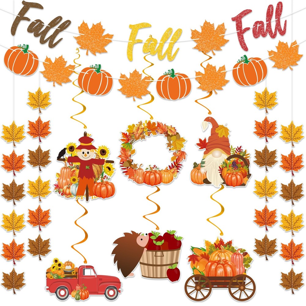 Fall Party Decorations Supplies – NO DIY – Autumn Home Decor Set Include Glit…