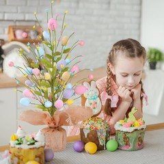 17’’ Easter Egg Table Tree Easter Decorations with Artificial Eggs Greenery Leav