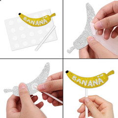 18Pcs Yellow Glitter Fruit Banana Dessert Cupcake Topper Pick for Let’S Go Banan