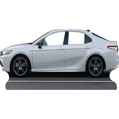 SS11344 Modern White Sedan Car Stand In Cardboard Cutout Standee Standup