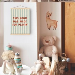 Playroom Wall Art Poster Hanger Frame, Trendy Blue Striped Play Room Wall Dec…