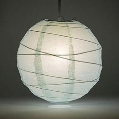 Quasimoon 12″ Ivory Round Paper Lantern, Crisscross Ribbing, Hanging Decoration