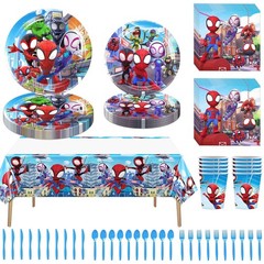 81 pcs, Spidey and Friends, Spider-Man birthday party supplies 10 guests.