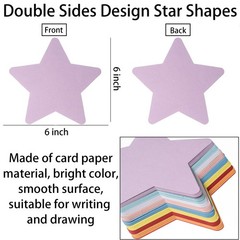 72 PCS 6×6 Inch Large Star Paper Cutouts Assorted Color Classroom Board Decor