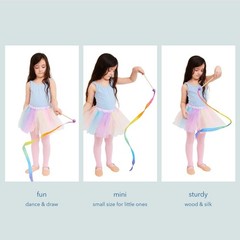 Mini Rainbow Streamer – Long Ribbon Wand for Kids, Pretend Play, Dance, Baton…