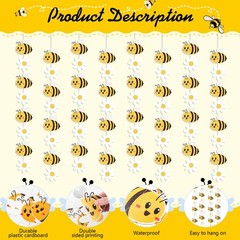 Panelee 8 Pcs Bee and Daisy Groovy Boho Party Hanging Banners Retro Paper Dai…