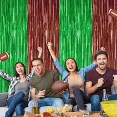 2 Pack Football Party Decorations, 3.28 FT x 7.05 FT Tinsel Backdrop, Brown Gree