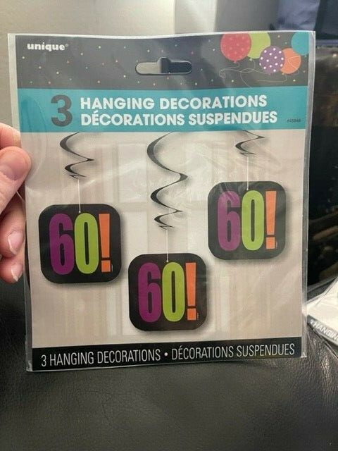Unique 60th Birthday Hanging Party Decorations Set of 3 New!!!