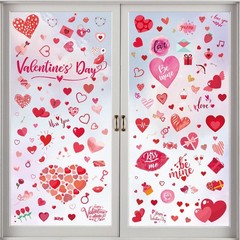 Valentine’s Day Window Clings PVC Stickers Valentine Hearts-Shape Heart