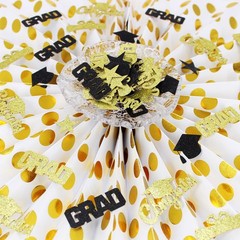 Black Gold 2025 Graduation Confetti Grad Cap Star Table Scatter Decor