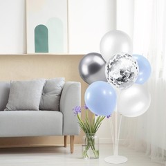 4Set Light Blue Silver Balloon Stand Table Centerpieces Party Decor