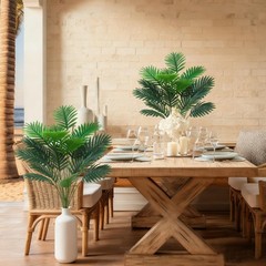 Ovveroche 18 Leaf Large Areca Palm Artificial Plant 4 Packs UV Green